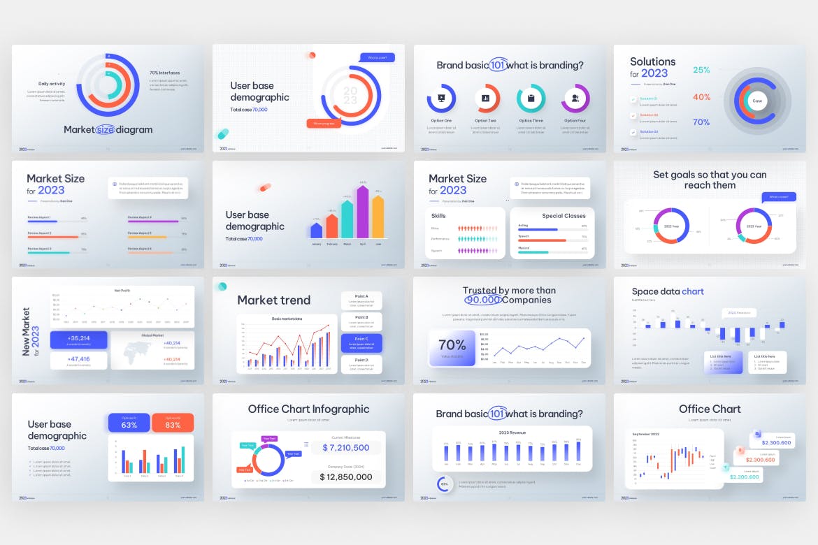 Office自定义图表PPT幻灯片设计模板 Office & Custom Charts PowerPoint Template|ABC素材资源网