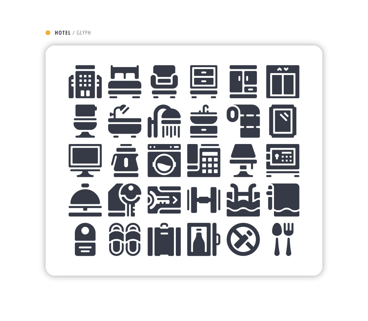 酒店矢量图标集 Hotel Icon Pack|ABC素材资源网