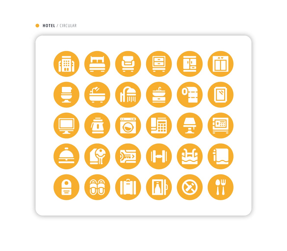 酒店矢量图标集 Hotel Icon Pack|ABC素材资源网