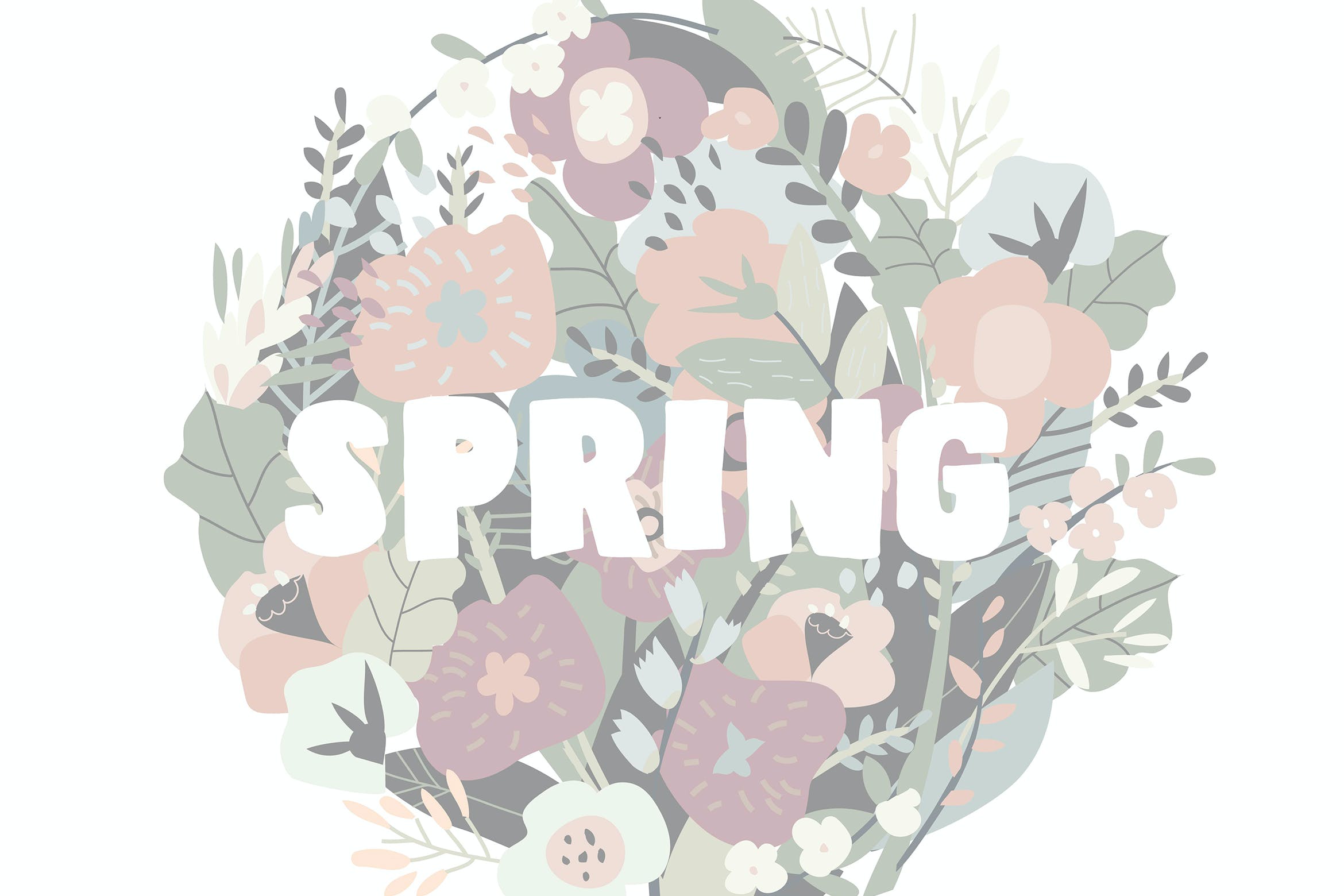 可爱春天花束花朵矢量插画 Cute spring bouquet of flowers. Vector illustratio|ABC素材资源网