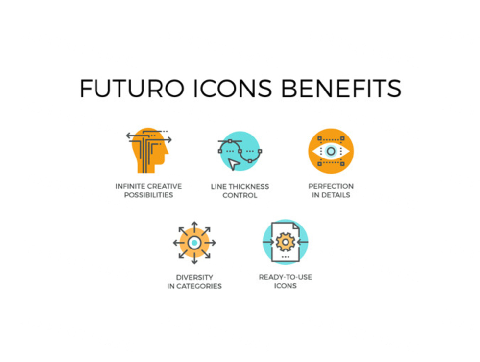 扁平化风格创意未来发展图标合集Futuro Icons|ABC素材资源网