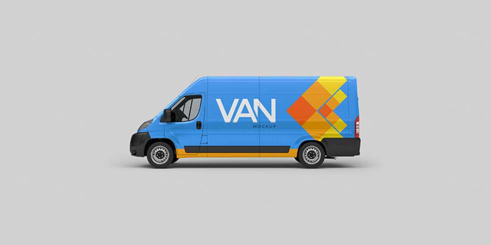 面包车车身广告贴图样机Van Mockup #6581716|ABC素材资源网