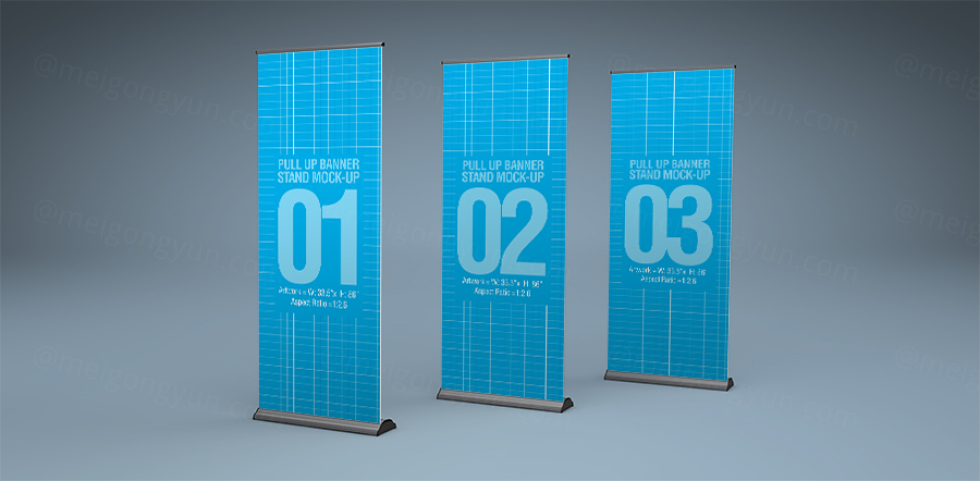易拉宝X展架模型PSD贴图模板Pull-Up Banner Stand Mock-Up #5981979|ABC素材资源网