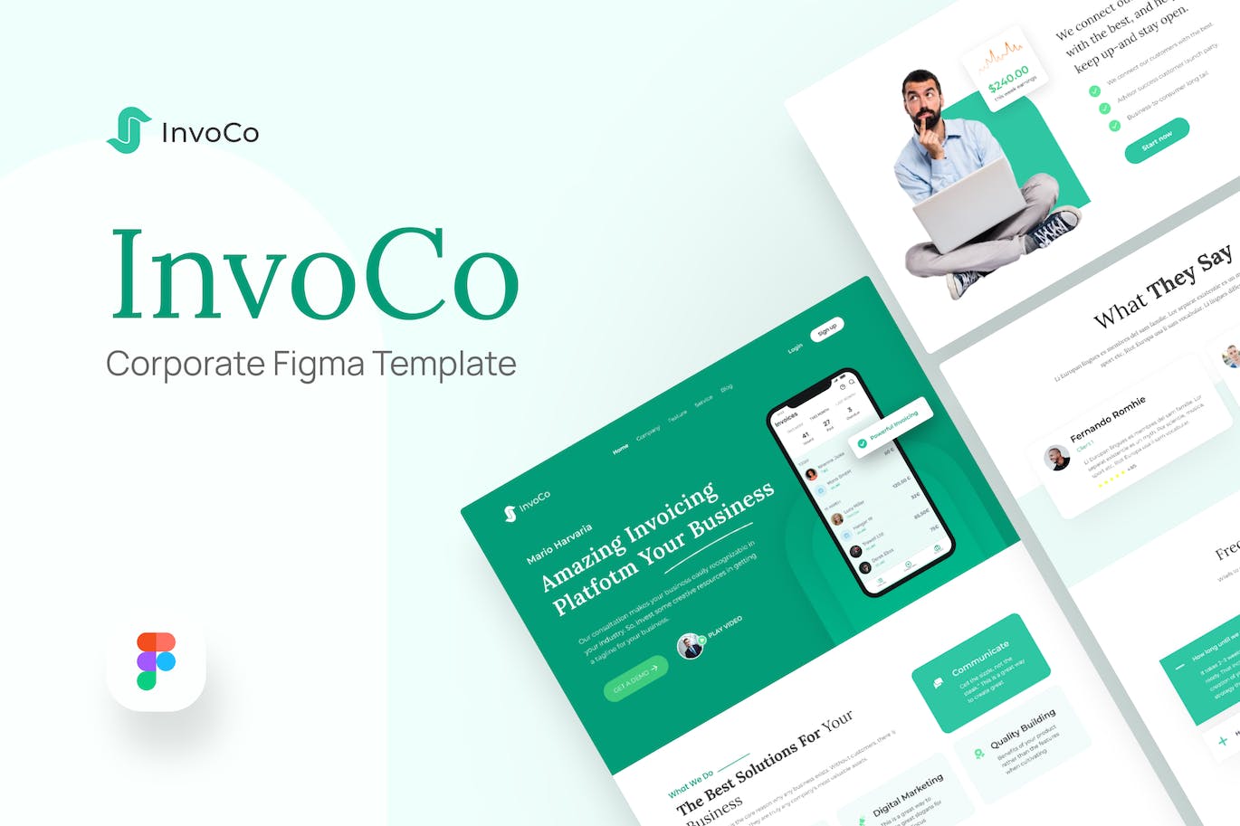 企业网站页面设计Figma模板 InvoCo – Corporate Figma Template|ABC素材资源网