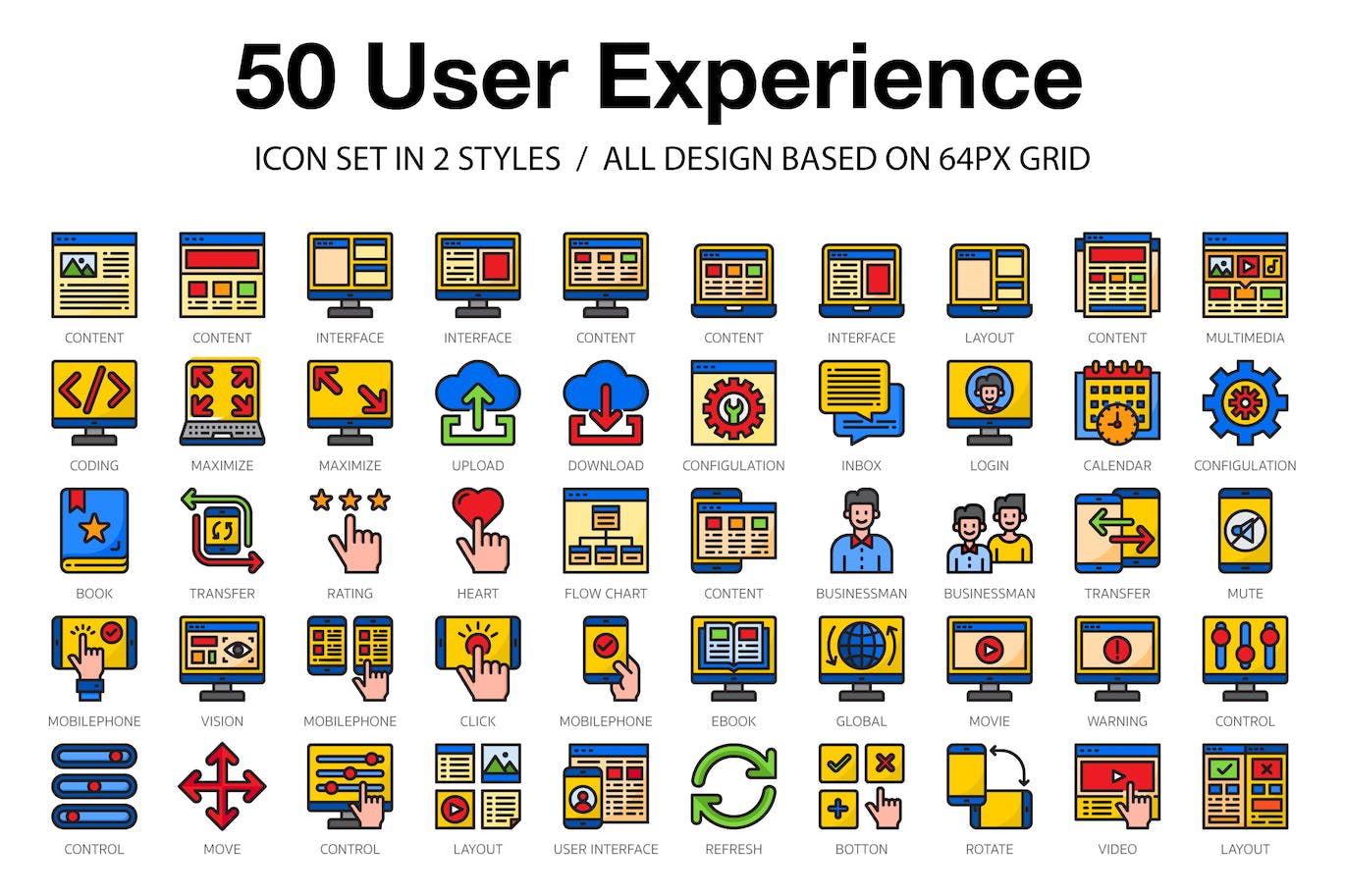 50个用户体验图标素材包 50 User Experience|ABC素材资源网