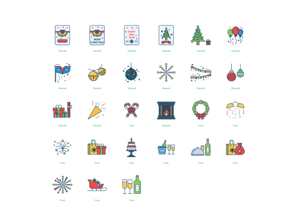 Free New Year Celebration Icons 庆祝新年图标合辑|ABC素材资源网