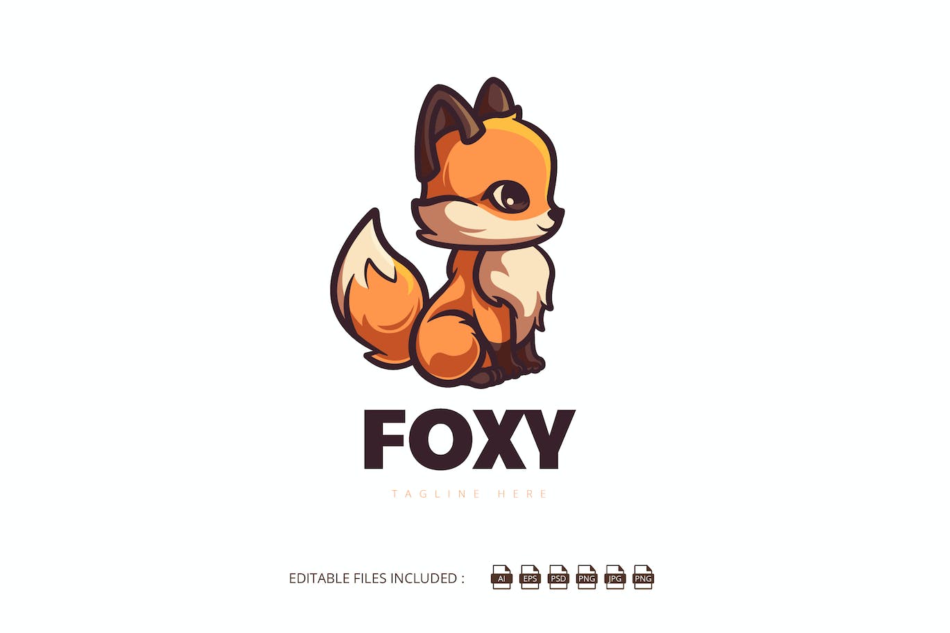 狐狸卡通吉祥物Logo标志模板 Foxy Mascot Logo Character|ABC素材资源网