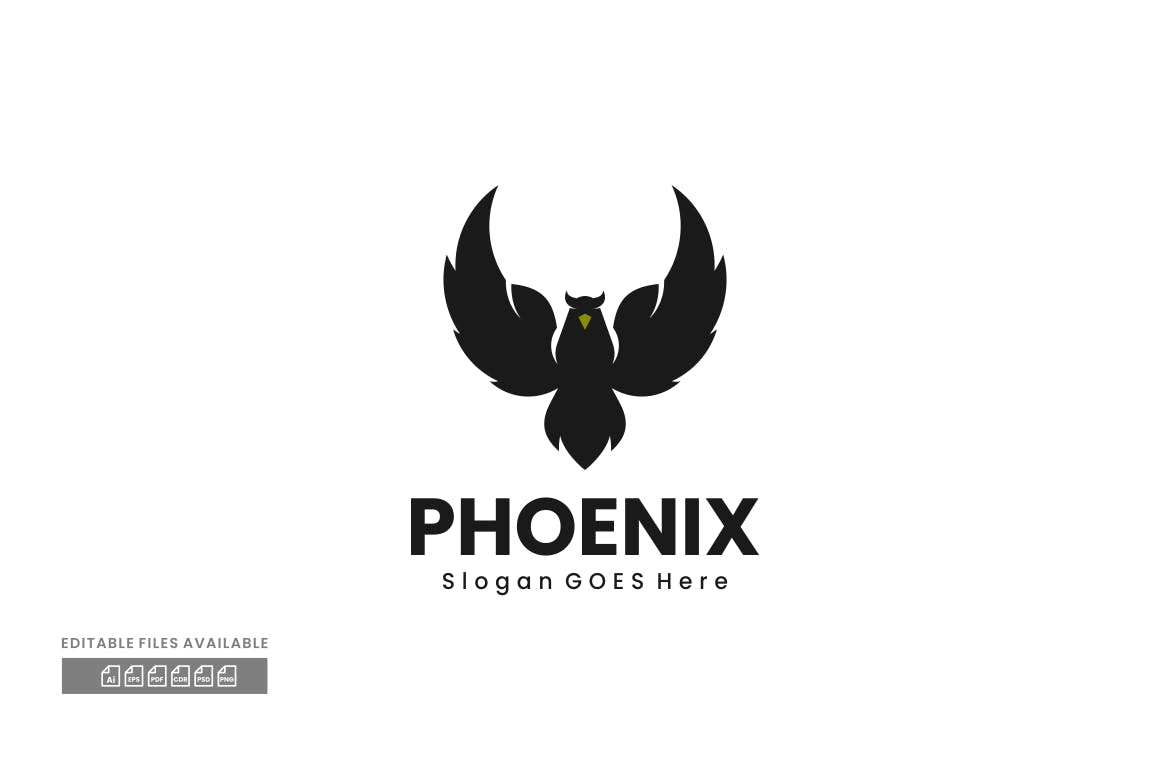 凤凰剪影Logo标志模板 Phoenix Silhouette Logo|ABC素材资源网