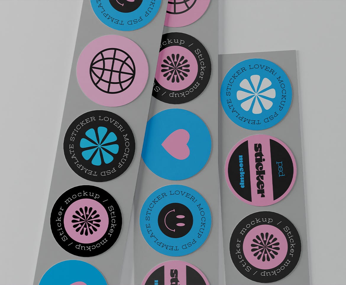 圆形贴纸样机 stickers mockup mockups 第2张-abc素材资源网
