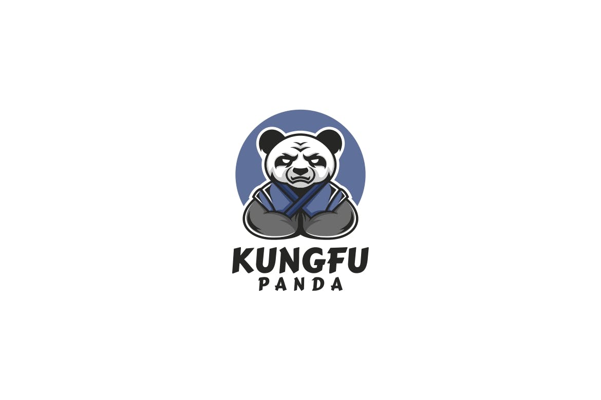 功夫熊猫吉祥物卡通标志 Kungfu Panda Mascot Cartoon Logo|ABC素材资源网