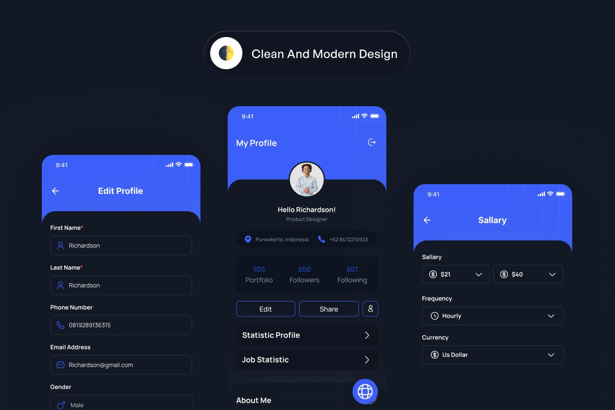 APP我的个人资料页面UI设计 Ngode – My Profile Page|ABC素材资源网