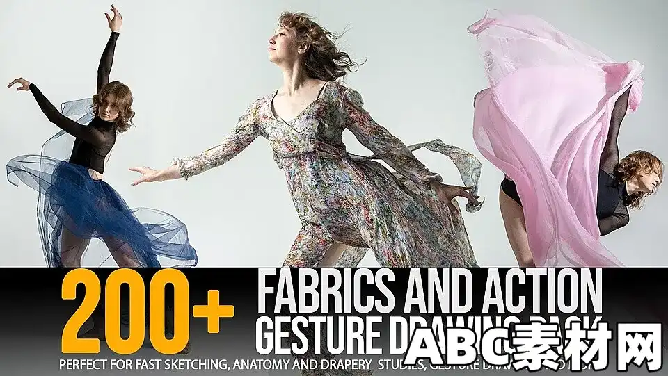 200+款面料和动作手势素描绘画套装设计元素200+ Fabrics & Action Gesture Drawing Pack 设计元素 第1张