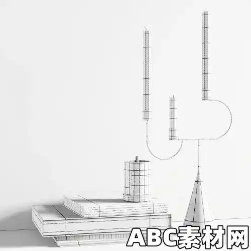 蜡烛台书籍装饰品套装3D模型AVE Decorative Set With Candle 3D模型 第2张