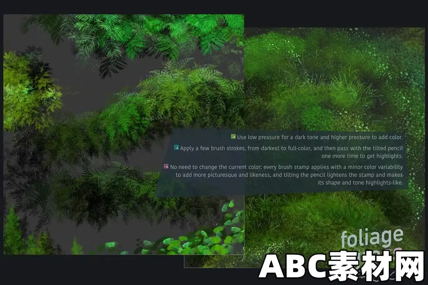 60 个树叶和草苔藓画笔Procreate笔刷 60 ‘Foliage & Grass’ brushes for Procreate|ABC素材资源网