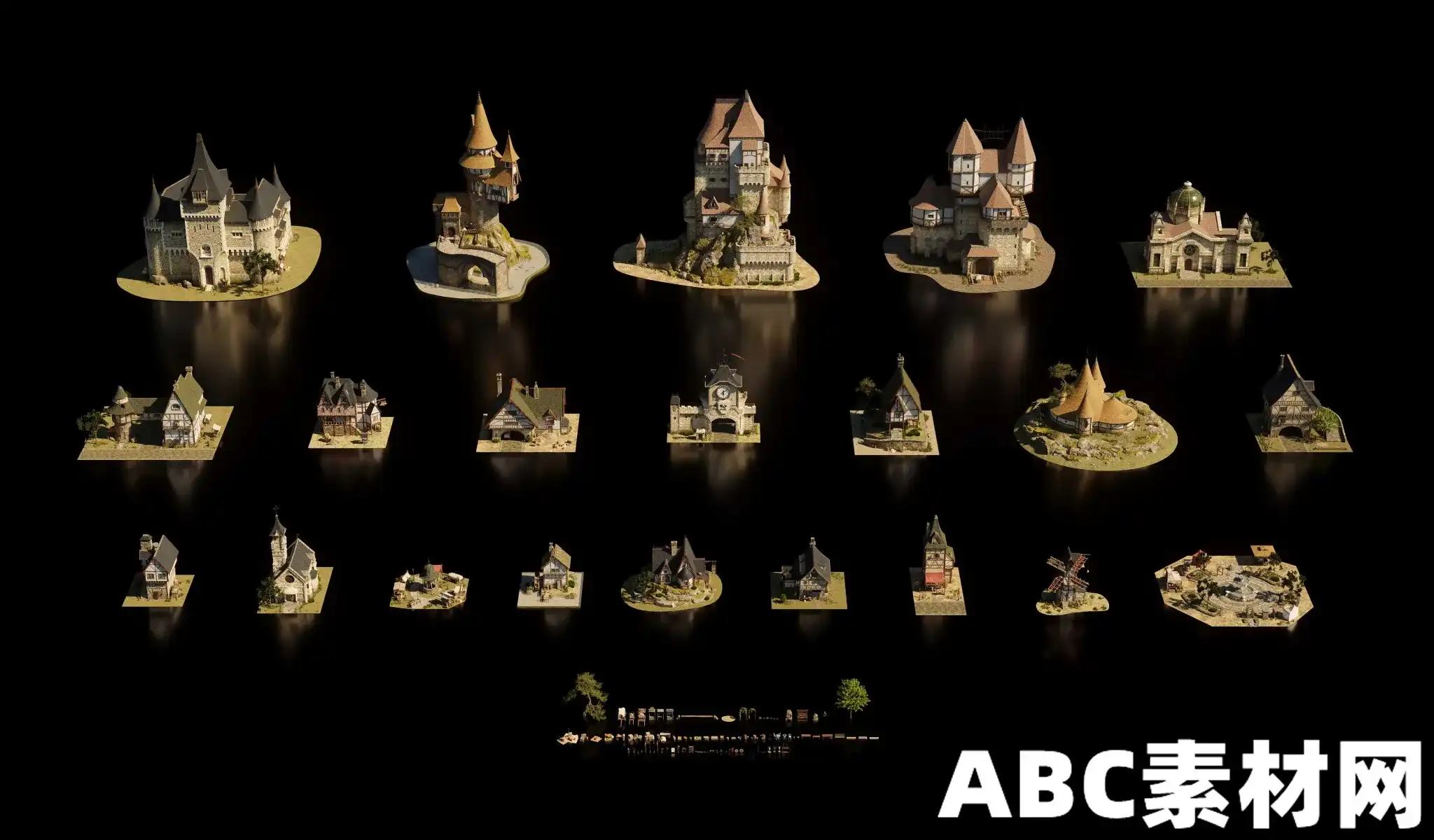 魔法王国城堡村庄建筑3D模型资产贴图材质Kitbash 3D - Enchanted UPDATE 3D模型 第6张