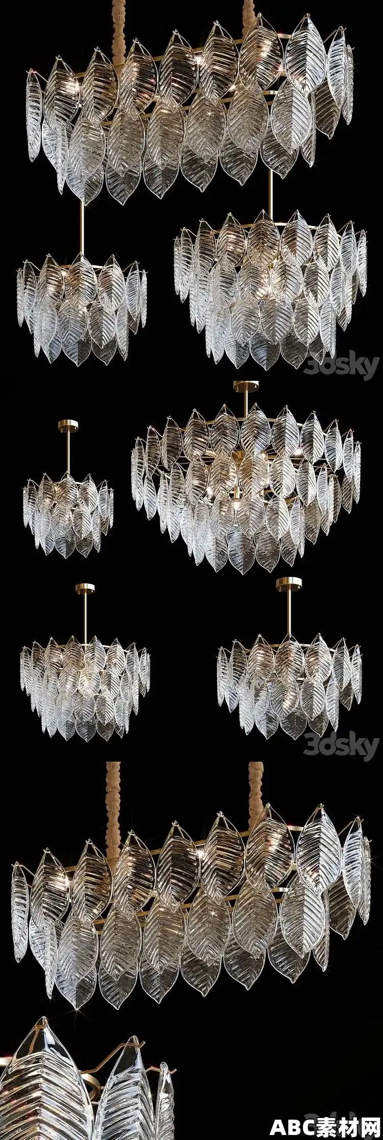 现代Umea风简洁水晶叶片吊灯3D模型Pendant chandeliers Modern Chandelier Umea 5711159 ...