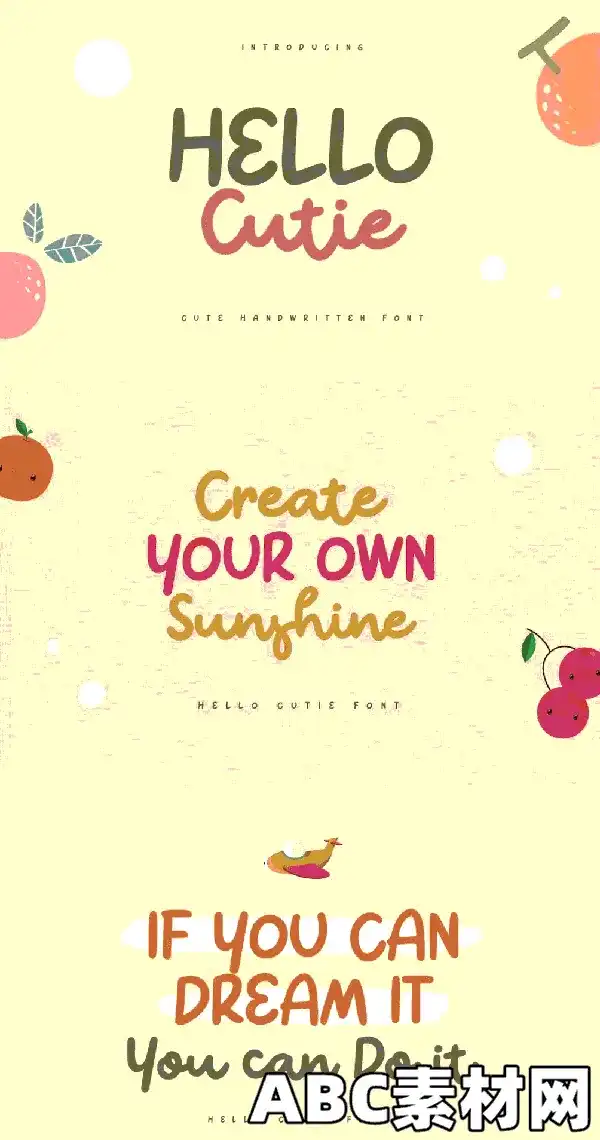 可爱语录手写字体EE – Hello Cutie – Cute Quotes Handwritten Font 3MGGPPC|ABC素材资源网