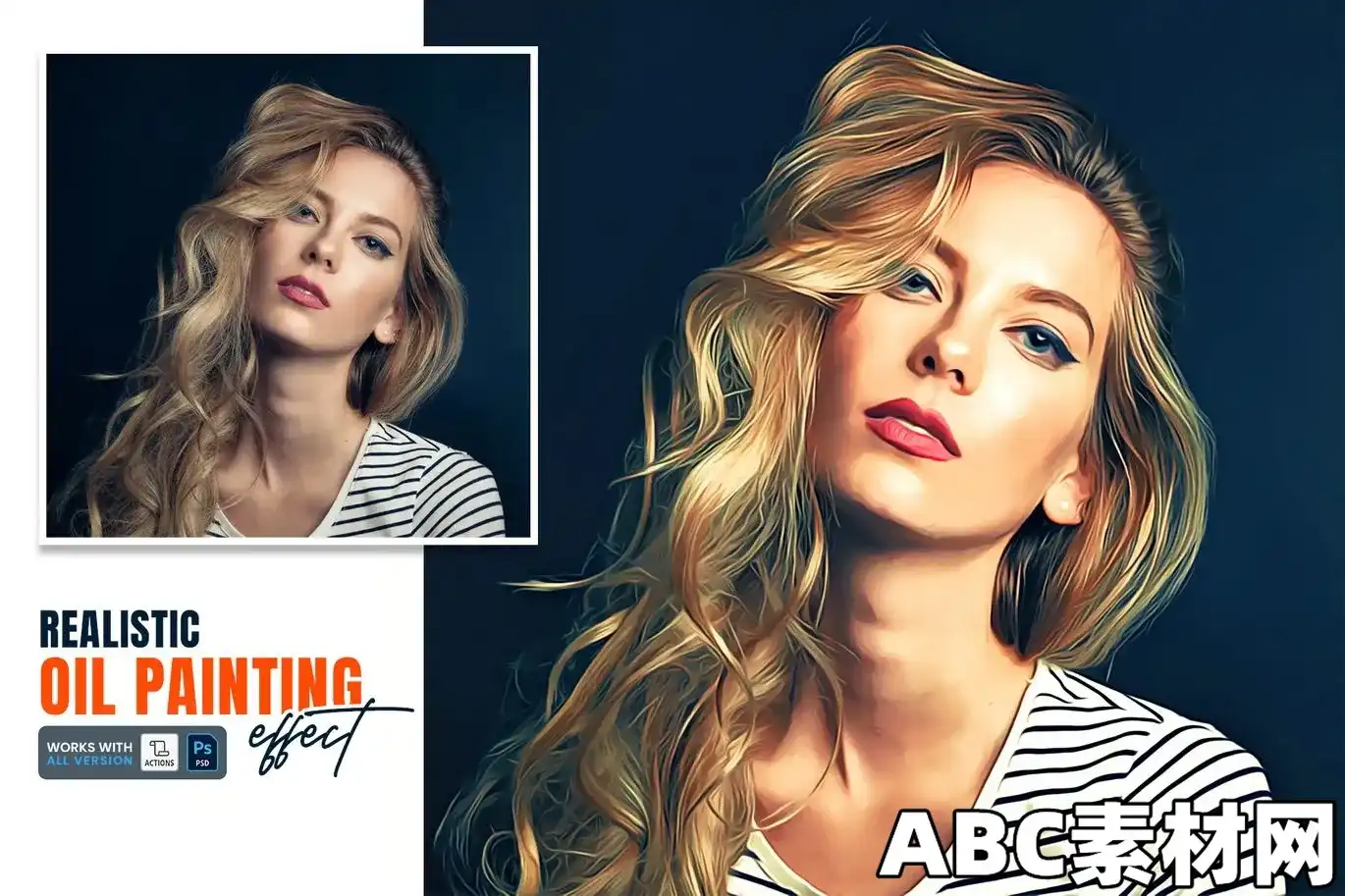 逼真油画效果PS动作Realistic Oil Painting Effect BGK8WC3|ABC素材资源网