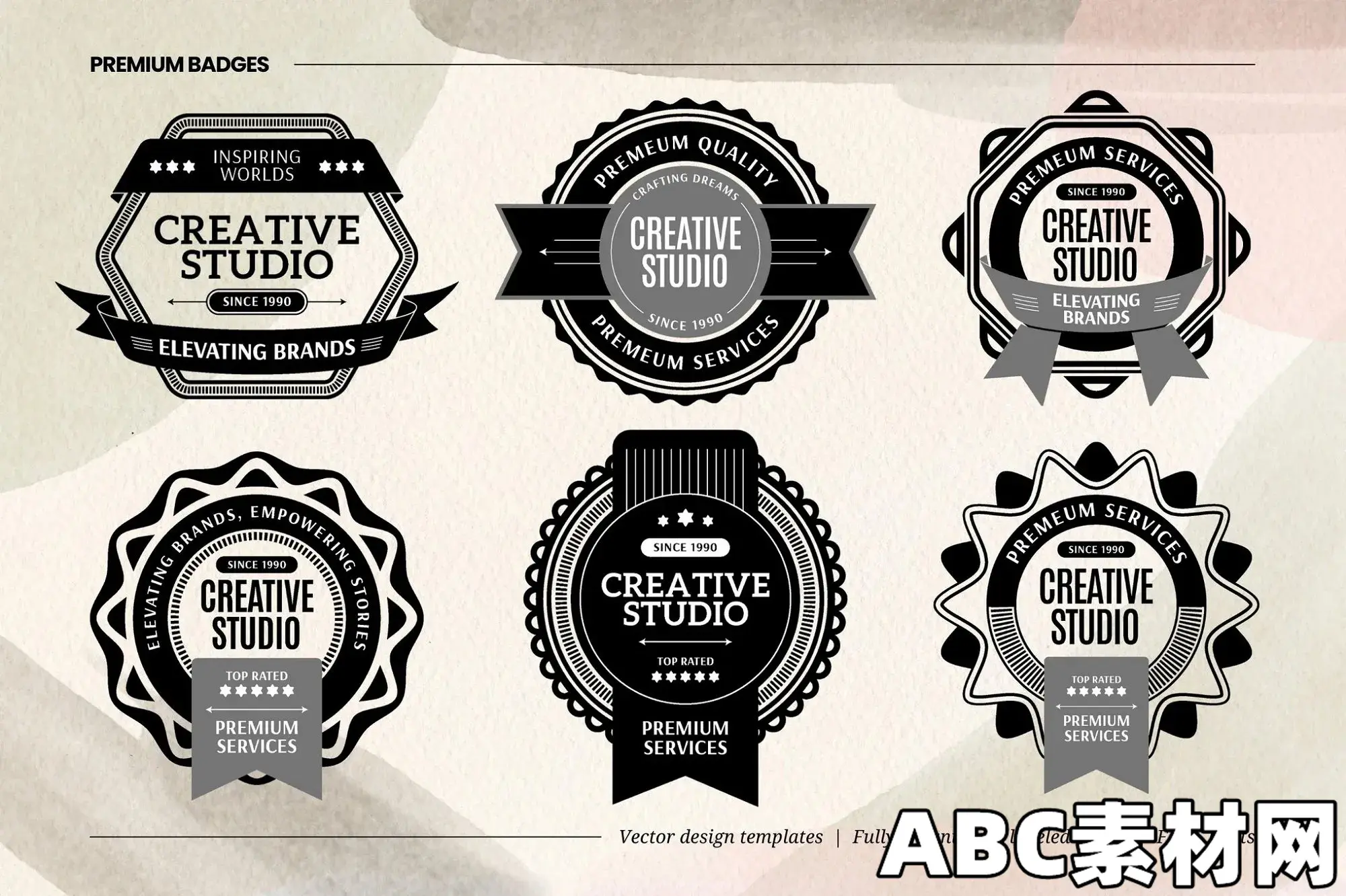 徽章Logo标志矢量设计元素EE – Badge and Logo Designs KR8MHC7|ABC素材资源网