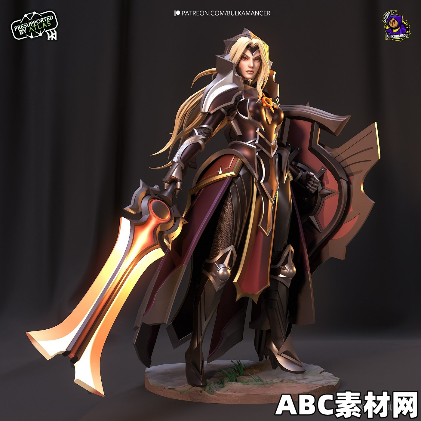 英雄联盟蕾欧娜角色雕塑3D打印模型 Leona – League of Legends – 3D Model|ABC素材资源网
