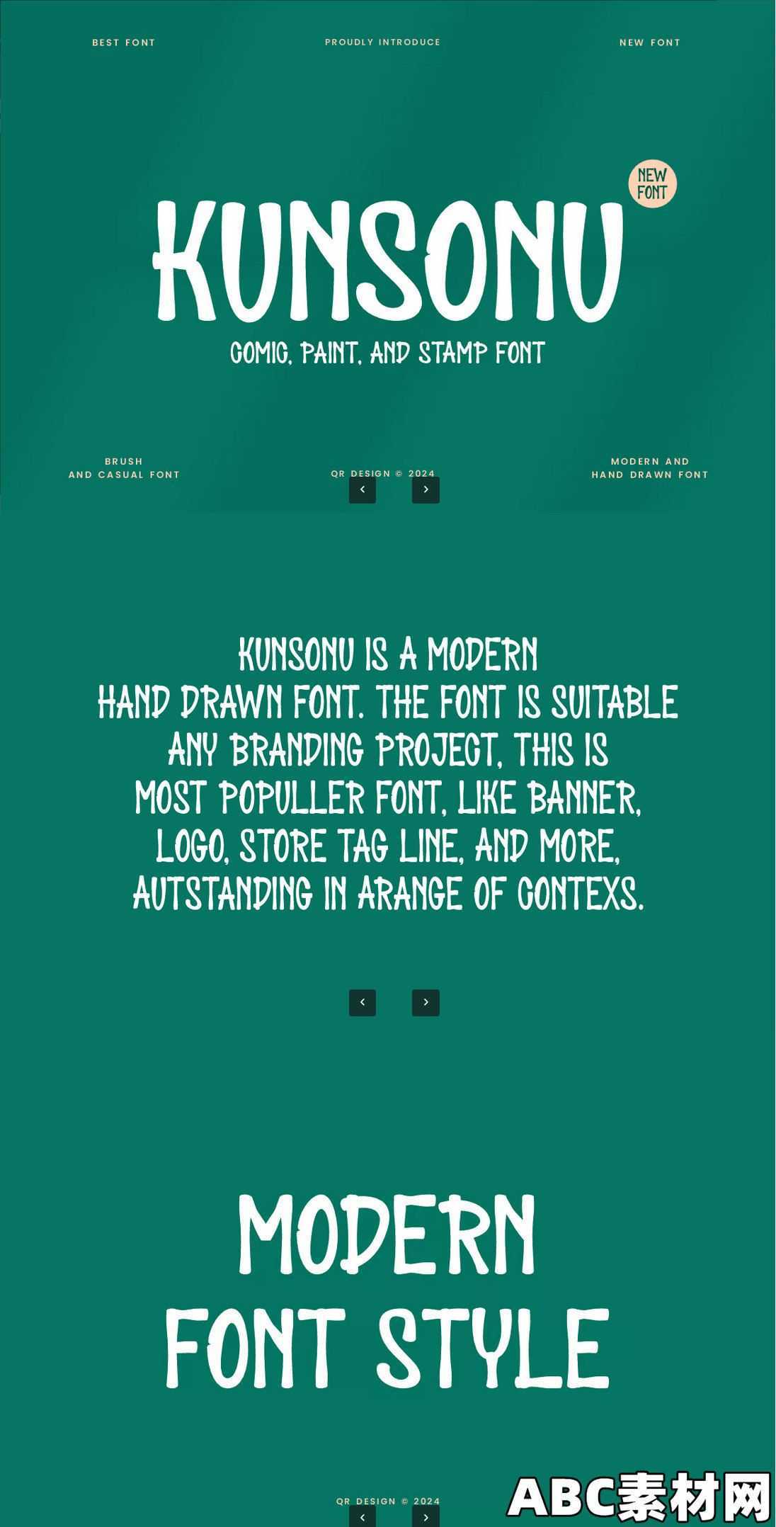 现代油漆和邮票字体展示字体Kunsonu – Paint & Stamp Font|ABC素材资源网