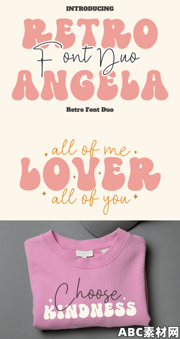 复古可爱漂亮双拼字体Retro Angela Duo Font|ABC素材资源网
