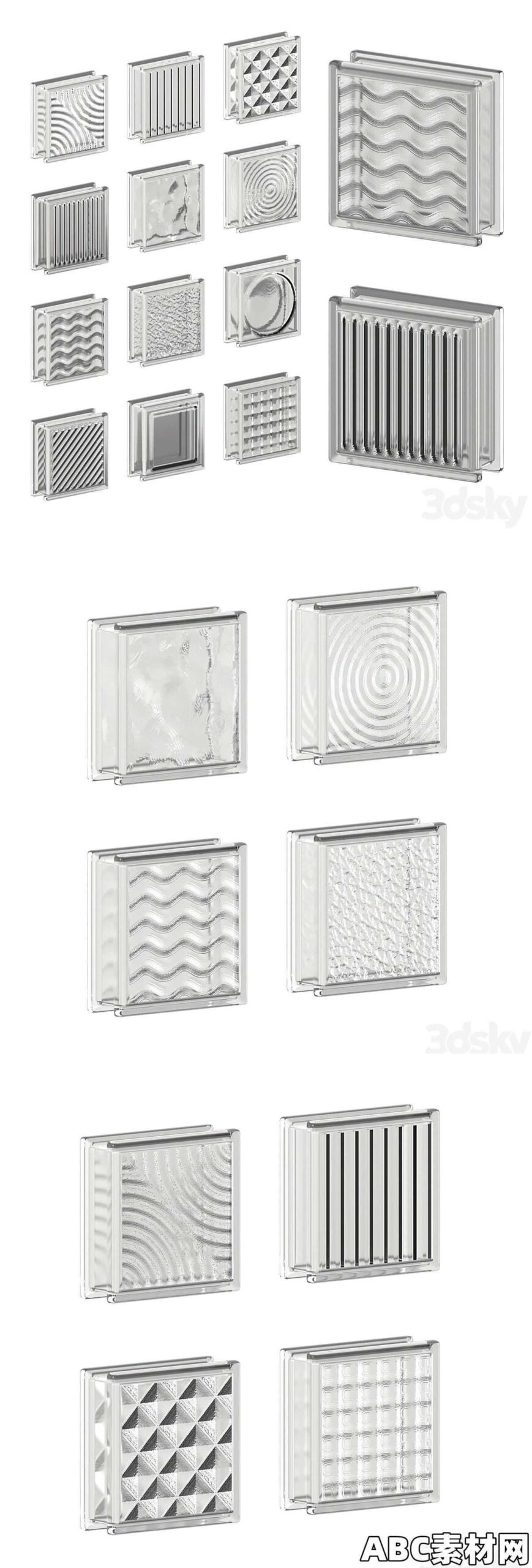 玻璃砖3D模型Glass Blocks 01 3D Model|ABC素材资源网