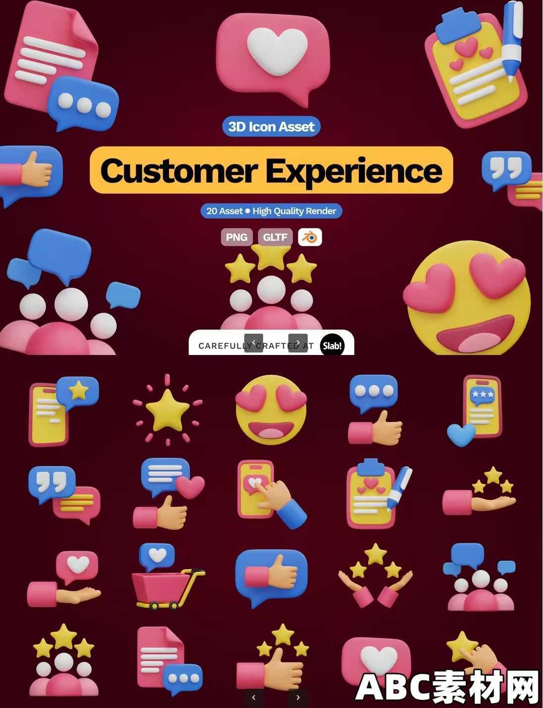 客户体验3D图标3D模型3D Customer Experience Icon|ABC素材资源网