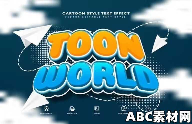 卡通主题矢量文本样式效果Cartoon Theme Vector Text Effect|ABC素材资源网