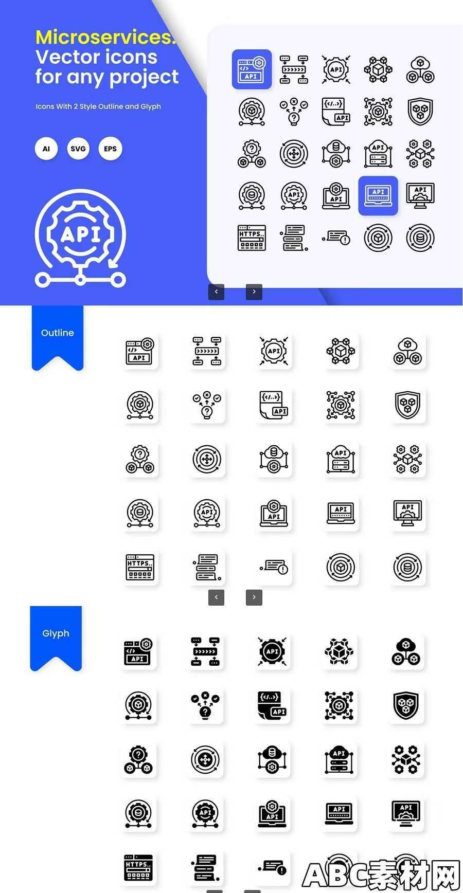 50个微服务项目图标Microservices Icons|ABC素材资源网