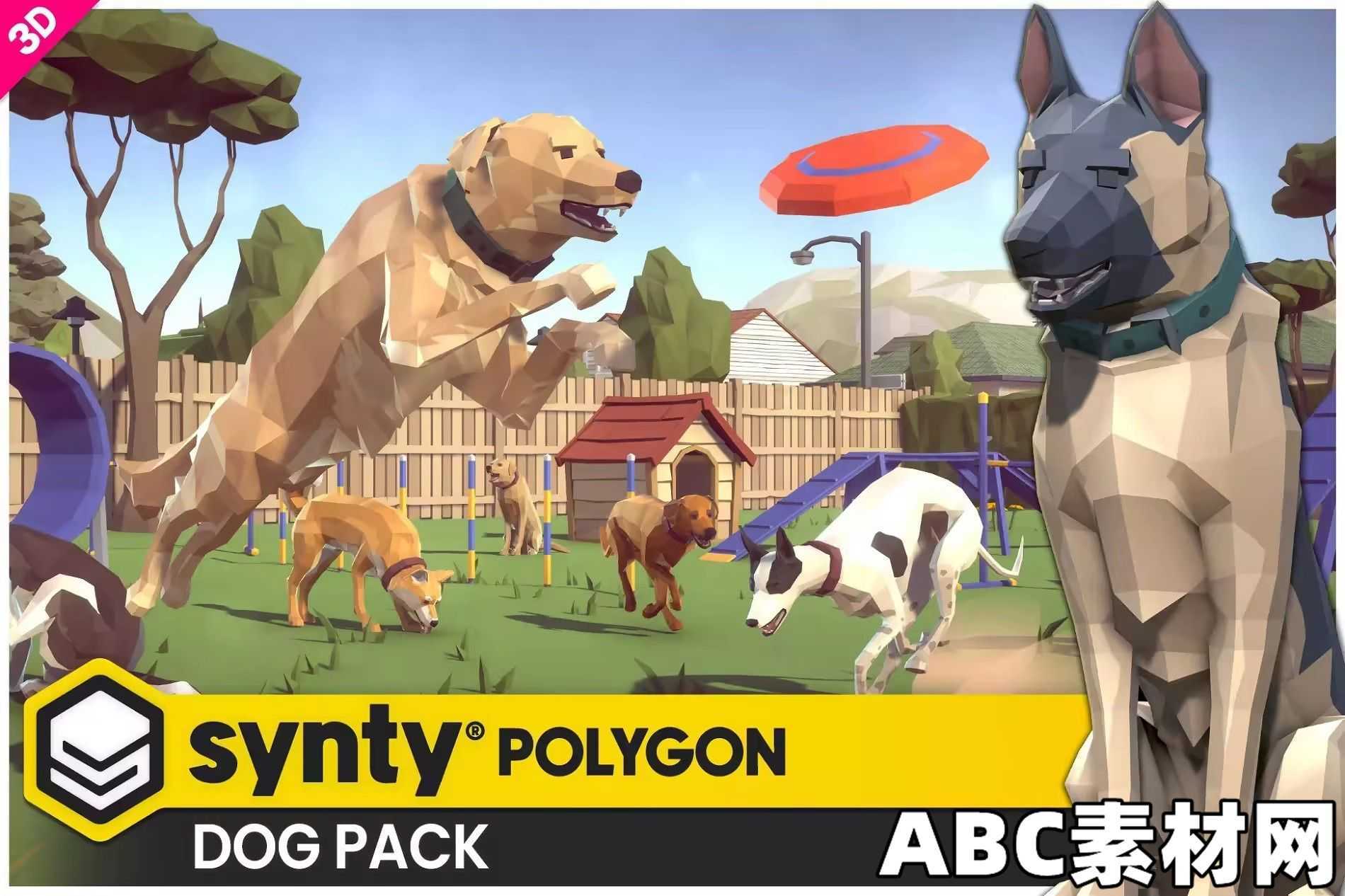 3D动物狗的动画和控制器Unity角色 Unity Asset – Dog Pack – Synty POLYGON – Dog ...