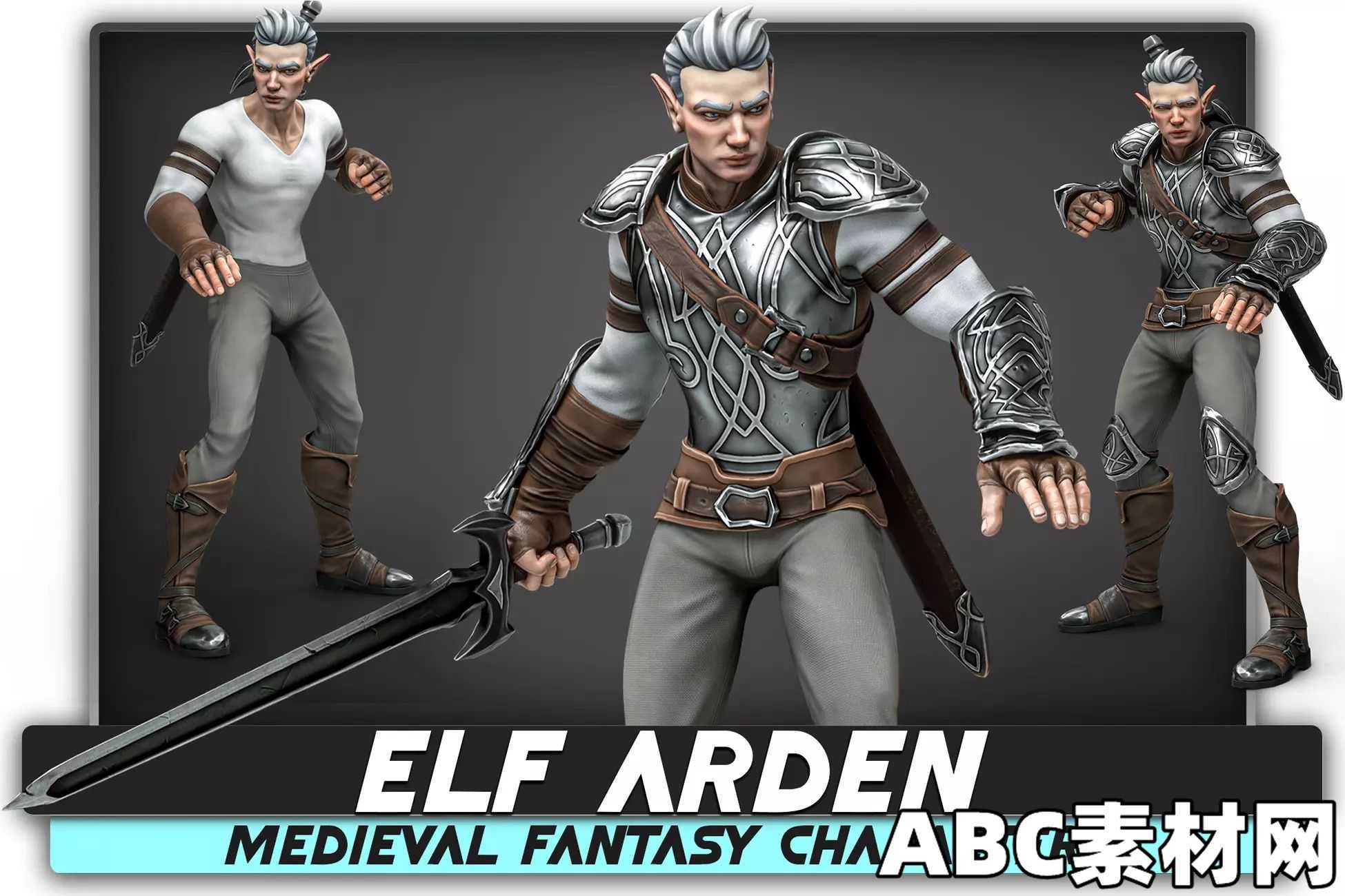 风格化的中世纪精灵战士动画RPG角色英雄Unity模型Unity Asset – Elf Arden – Stylized Medieval ...