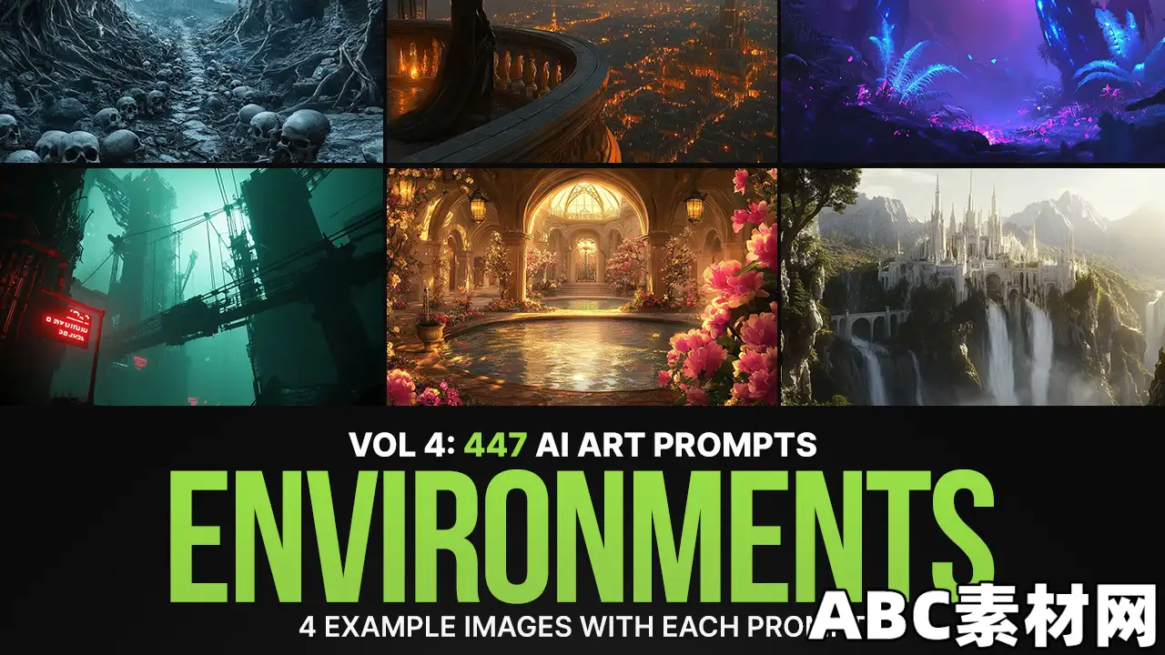 447个AI艺术环境AI提示词第4卷 447 Ai Art Prompts Environments: Vol 4|ABC素材资源网