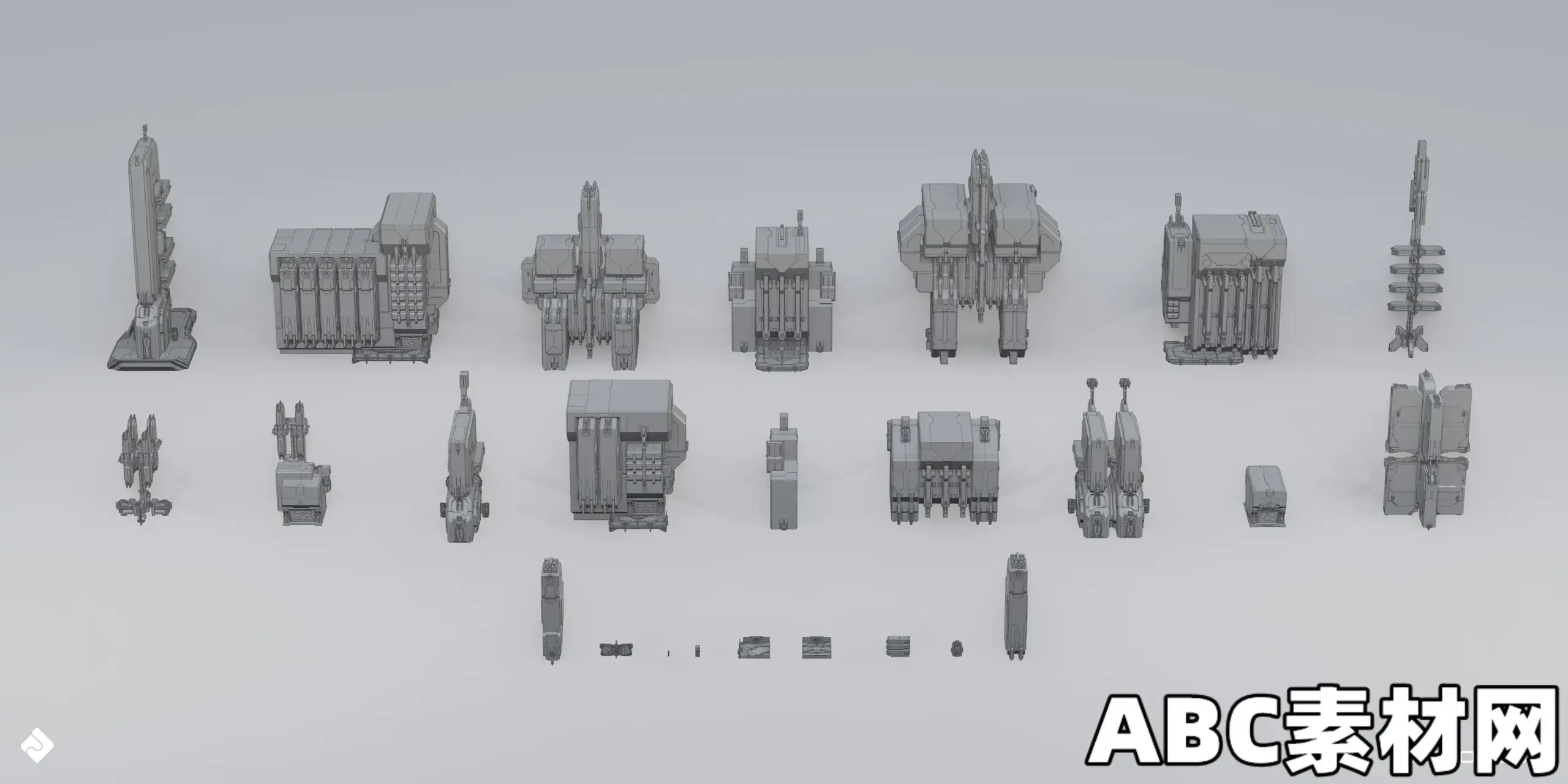 25种模块化星际科幻风太空基地建筑建筑3D模型 Space Base – Sci Fi Modules, Buildings ...