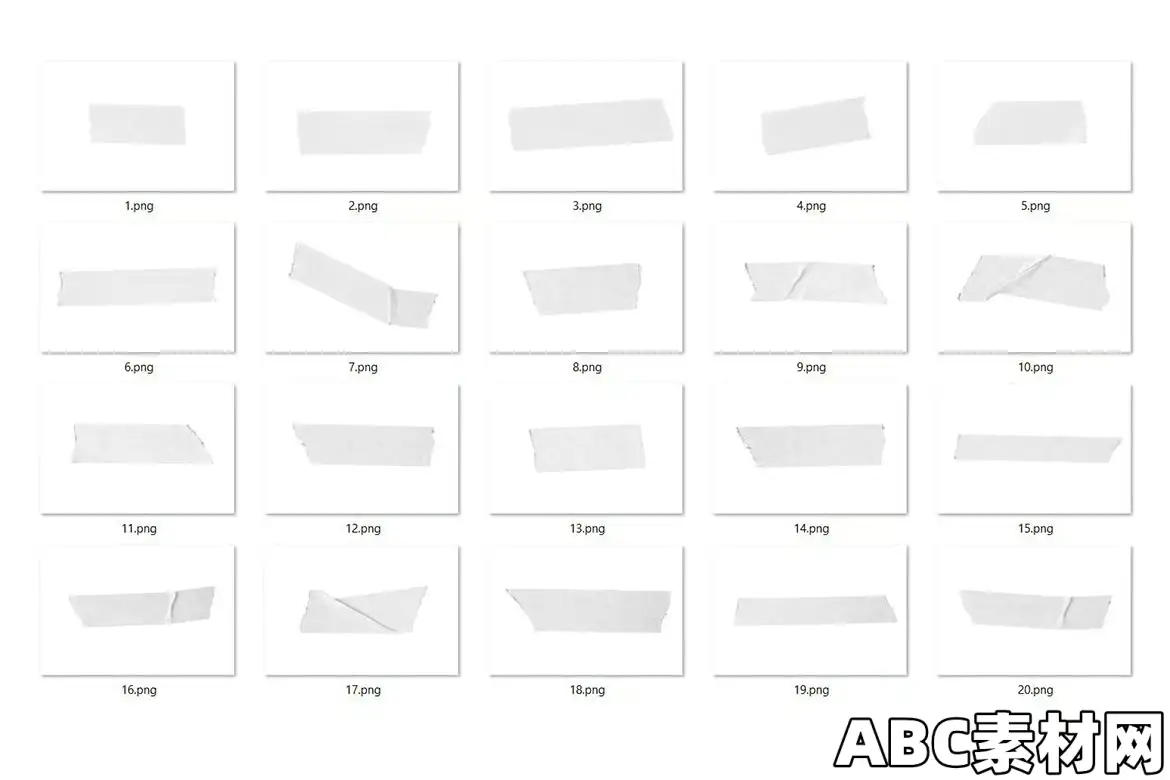 20款白色胶带纹理高清PNG素材 20 White Duct Tape Texture HQ|ABC素材资源网