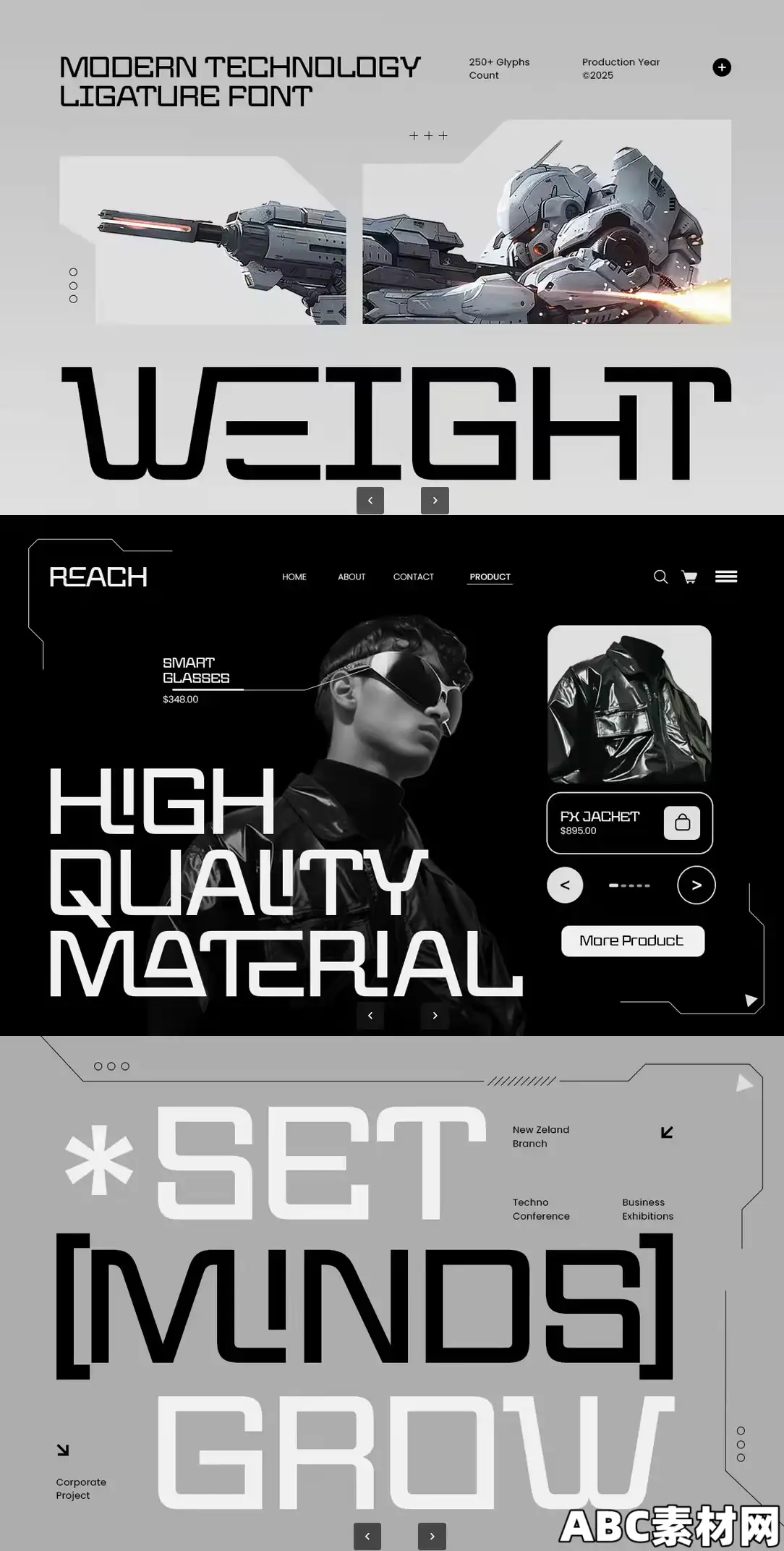 时尚现代科技连字字体Weight – Modern Technology Ligature Font|ABC素材资源网